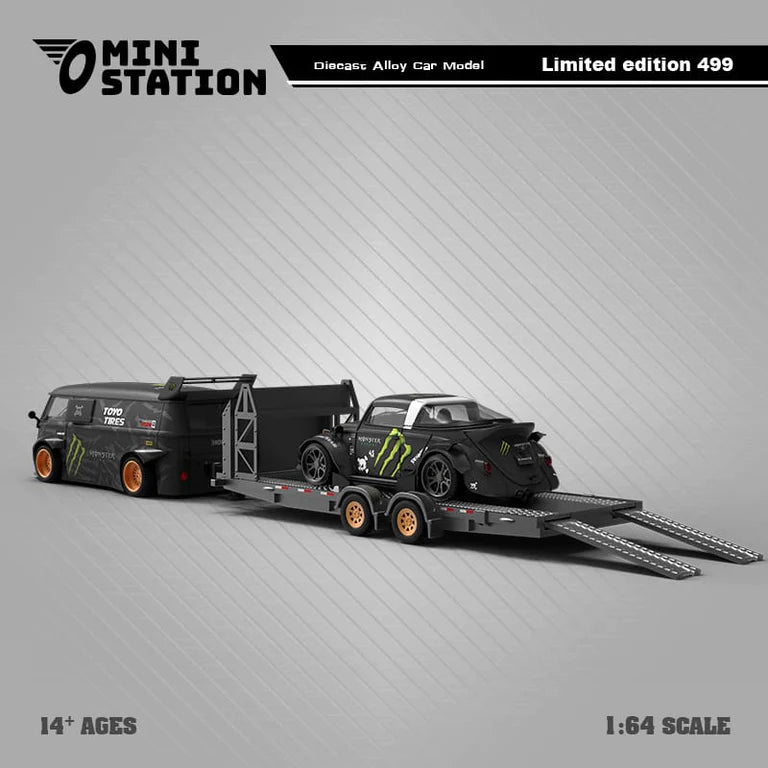 Mini Station T1 Van & VW Beetle Targa with Trailer