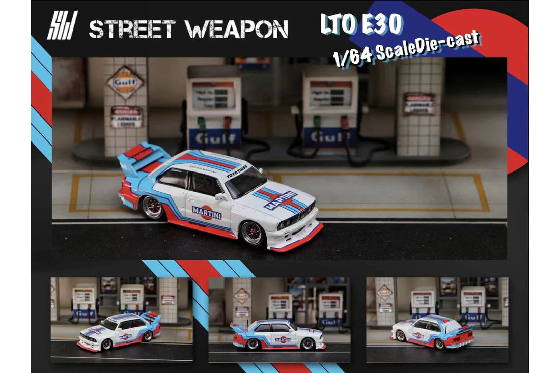 [Pre-order]Street Weapon 1/64 BMW M3 LTO (E30) Coupe in Martini Livery